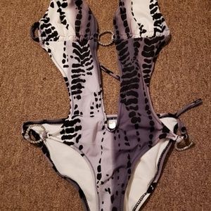 Wet-seal Animal Print Cutout Bathing Suit In Excel